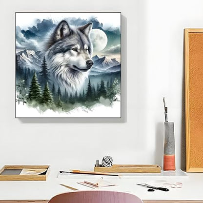 Shouruihua Wolf Diamond Painting Kits for Adults, Wolf Diamond Art Kits | Animal Gem Art, Diamond Dotz Kits, Diamond Dots, Wall Art, Adult Crafts, Full Round Drill Diamond Painting Kits, 11.8x11.8 in - color: Wolf