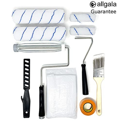 Allgala Paint Roller Kit 12-Piece Premium with Roller Frames, Covers, Steel Tray, Brush, Mixer, Masking Tape etc - TH10302 - color: 12-PC Metal