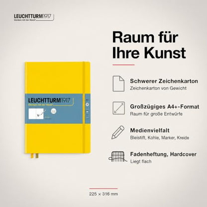 Leuchtturm1917 - Master A4 Hardcover Sketchbook (Lemon) - 112 Pages of 150g/m² Paper - color: Lemon, size: Master (A4+)