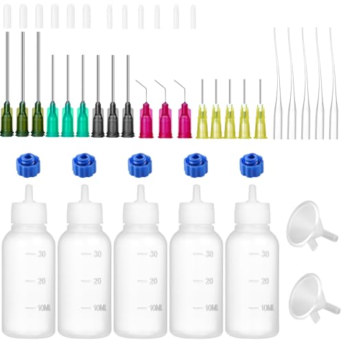 30ml Glue Precision Tip Applicator Bottle,Needle Tip Squeeze Bottle with 14ga 16ga 18ga 20ga 25ga Blunt Needle Oiler and Storage Caps - size: 30ml