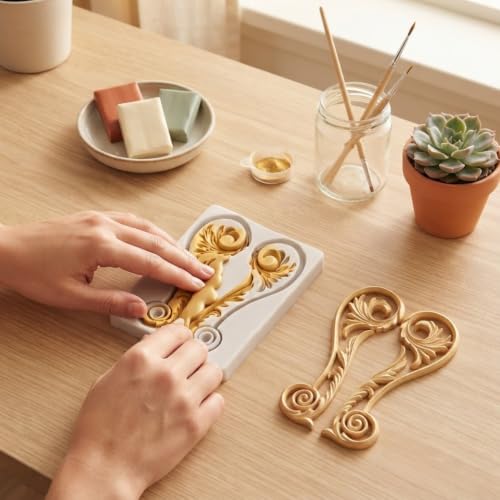 Baroque Relief Polymer Clay Molds Baroque Scroll Lace Silicone Mold | Epoxy Resin Casting DIY Crafts Air Dry Polymer Crafts Supplies Clay Tools - color: Style K