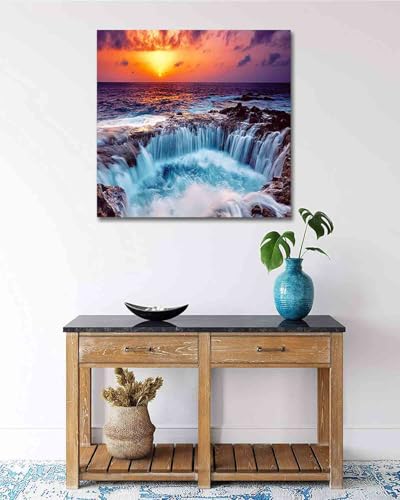 TOCARE Framed Paint by Numbers Kit for Adults Beginners, 12x12inch Niagara Falls Paint by Number with Frame,Easy Nature Waterfalls Paint by Numbers Framed Canvas (Without Easel) - color: TC-F-220