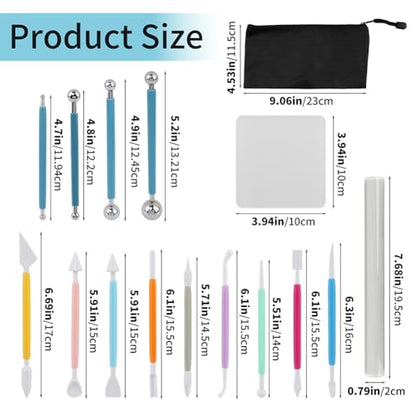 16PCS Clay Sculpting Tools Set with Roller & Storage Bag