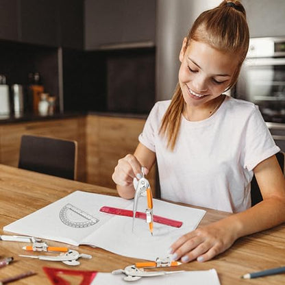 24 Pack Geometry Tool Set, Math Compass for Geometry and 6 Inch Protractor Set Include Metal Compass with Pencil and Clear Plastic Protractor for Student Classroom Office Woodworking Art Drawing - style: 24 Pack