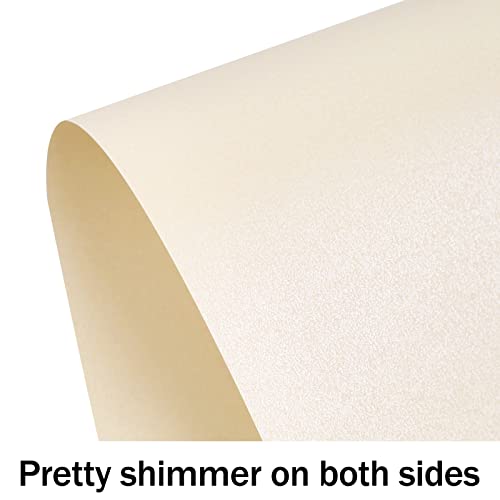 24 Sheets Cream Shimmer Cardstock 8.5 x 11 Ivory Paper | Goefun Off White Card Stock Printer Paper for Invitations, Certificates, Crafts, Card Making - color: cream