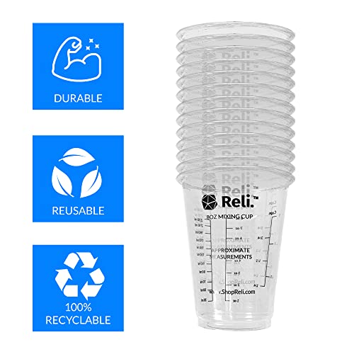 Reli. 8 oz Paint Mixing Cup (120 Pcs) | Resin Mixing | Disposable Measuring Cups / Clear Plastic Mixing Cup | Use for Paint, Epoxy, Resin, Pigments (8oz)