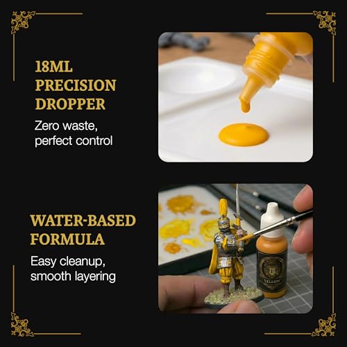 Ludus Bellum Miniature Paint Yellow Color 18ml Dropper Bottle, Professional Acrylic Paint for Miniatures & Models, Provides Quality Acrylic Tones and Shades for Warhammer 40K D&D Figures - color: Yellow