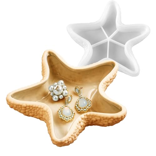 Wehous Starfish Tray Silicone Mold Candle Holder Jewelry Plate Resin Tray Display Trinkets Container Storage Dish for Concrete Creative Art Craft Home Decor - color: Starfish Tray