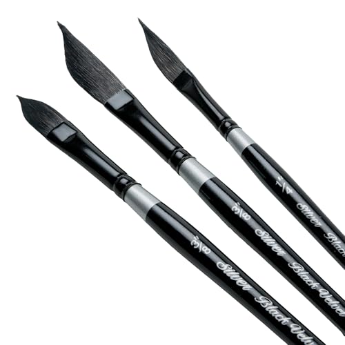 Silver Brush Limited Black Velvet Stroke Watercolor Paintbrush Set, 3pc - color: 3pc Stroke Set, size: 3 Pc