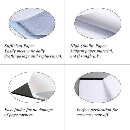 (2-Pack) Large Engineering Graph Notepad - 22" x 17" Grid Paper, 100 Sheets/200 Pages, 4"x4" Grid Pad, Giant Drafting Pad Sketching Grid Paper for Engineer Architect Designer - size: 2-Pack, style: Graph