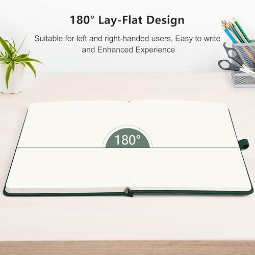 RETTACY Blank Journal Notebook, 192 Pages per Pack, A5 Size (5.7'' x 8.3'') - color: Black & Dark Green