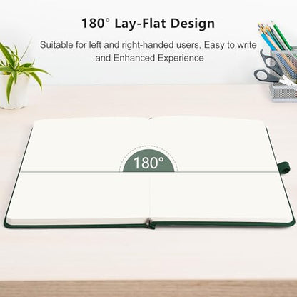 RETTACY Blank Journal Notebook, 192 Pages per Pack, A5 Size (5.7'' x 8.3'') - color: Black & Dark Green