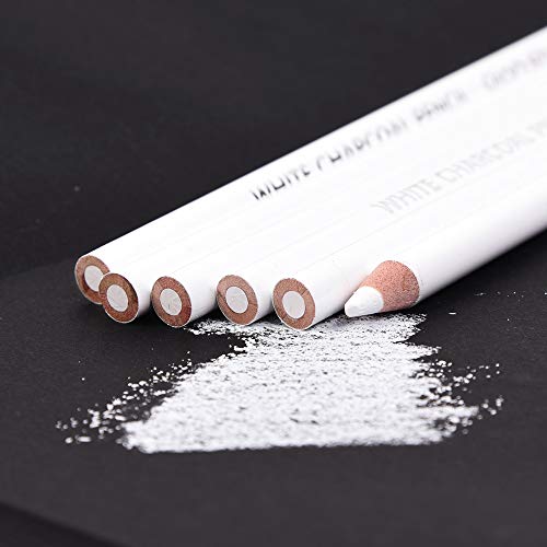 2 Pcs White Sketch Charcoal Pencils -Professional Hight Quality Sketch Highlight White Charcoal Wooden Pencils for Artist Drawing, Sketching, Blending - color: 2 white charcoal
