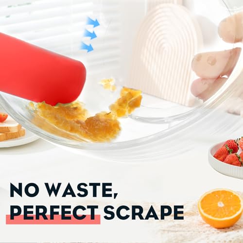 3pcs Silicone Jar Spatulas 10in Long Skinny Heat-Resistant, Narrow Spatula Set for Scraping Peanut Butter, Sourdough, Jam in Small Containers, Blenders & Baking (Black & Red & Orange) - color: Black & Red & Orange