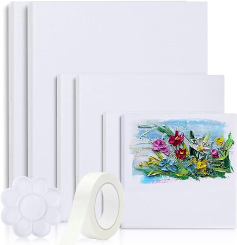 Canvases for Painting, 40x30, 30x20,20x15, 8 Set Canvas with Palette & Tape