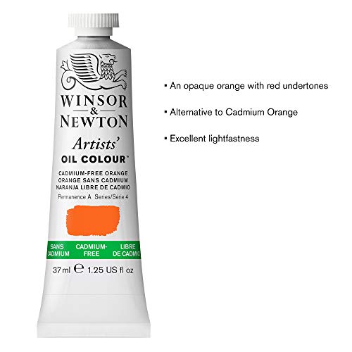 Winsor & Newton Artists' Oil Paint, 37ml Tube, Cadmium-Free Orange - color: Cadmium-free Orange, style: 1.25-oz Tube