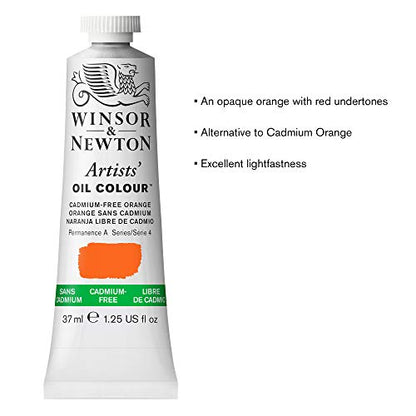 Winsor & Newton Artists' Oil Paint, 37ml Tube, Cadmium-Free Orange - color: Cadmium-free Orange, style: 1.25-oz Tube