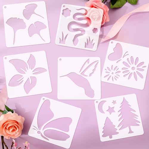 72 Pcs Botanical Stencils Set, Reusable Butterfly & Flower Painting Templates - Leaf, Dragonfly, Wildflower Nature Crafts Kit for Wall Murals, Fabric Art, Wood Signs, Kids Classroom Projects - style: Plant and Butterfly