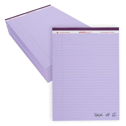 ROARING SPRING Enviroshades Orchid Legal Pads, 12 Pack, Legal Ruled Recycled Colored Writing Note Pads, 8.5" x 11", 50 Sheets, Perforated Paper, Made in USA, Memo Pad For School & Office - color: Orchid, style: 12 Pack