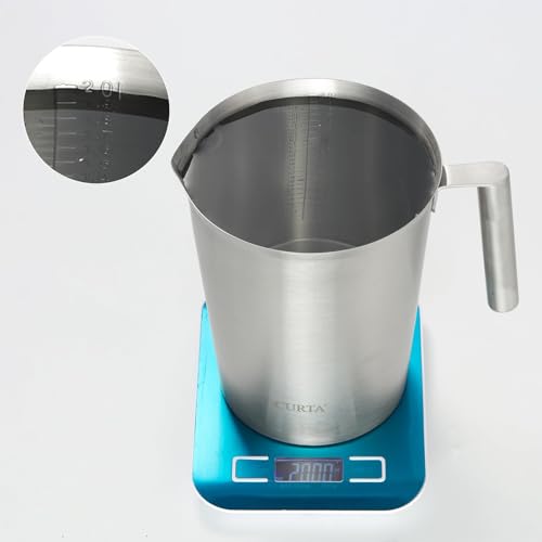 18/8 Stainless Steel Measuring Cup with Round Handle and Pour Spout, Heavy Duty Commercial Kitchen Measuring Pitcher for Restaurant, Bakery, Food Prep, 64 OZ (8 Cup, 2000 ML) - color: Round Handle, size: 64 OZ (8 Cup, 2000 ML)
