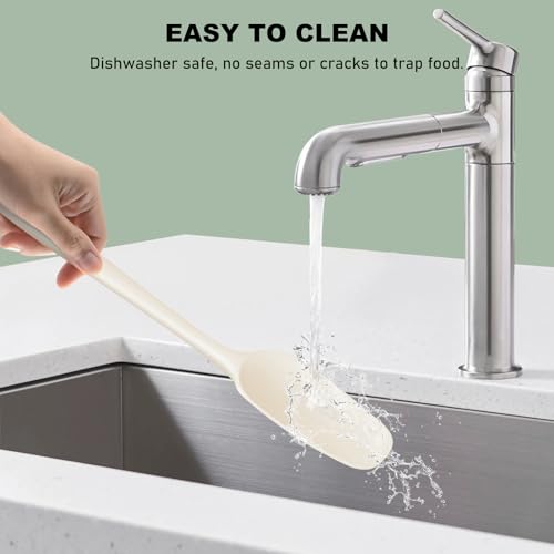 NileHome 6 Pieces Silicone Spatula Set with Silicone Brush,Mixing-Ivory - color: Ivory