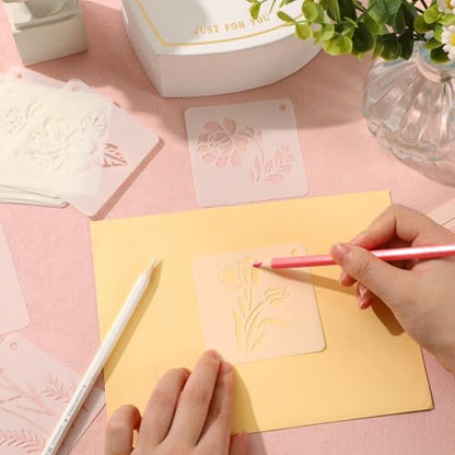 JULMELON 20 Pcs Flower Stencils for Painting on Wood Reusable Sunflower | PET Plastic, Flower Stencils for Crafts Reusable, Wall Floor Rock Art Painting, Large Flower Stencils, 3 Inch DIY Projects - style: Flower Stencils