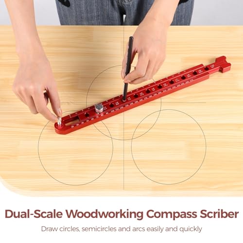 Woodworking Compass Scriber,Aluminum Alloy Wood Scribing Tool, Portable Fixed-Point Circle Ruler, Carpenter Marking Gauge, Adjustable Arc Drawing Ruler