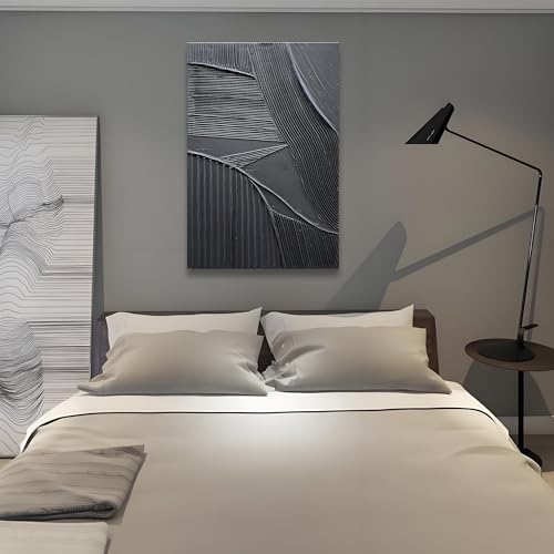 Art 36x24 inch Hand-Painted Pure Black Texture Oil Painting Modern Abstract Art Home Office Wall Decoration Painting - color: Yi100