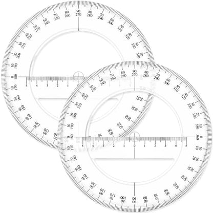 Zonon 2 Pack 360 Degree Protractor, 6 Inch Multifunctional Drawing Ruler Rotatable Mathematical Function Math Geometry Ruler Set, Large Clear Circle Protractor Drafting Tools for Engineering(Classic) - style: Classic