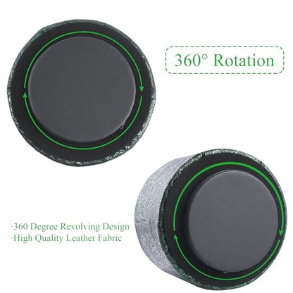 Round Leather Art Supply Organizer,Remote Control Holder,360 Degree Spinning,Multi-Functional Pencil Holder,4 Compartments Desktop Stationary Organizer(1-Carved Metal Green1) - color: 1-Carved Metal Green1