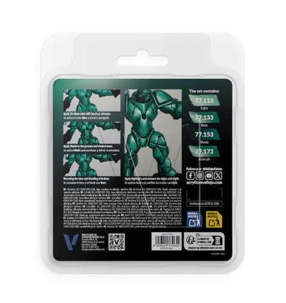Vallejo - Beetle Green Set, True Metallic Metal, 4 Bottles x 0.6 fl.oz. - color: Beetle Green