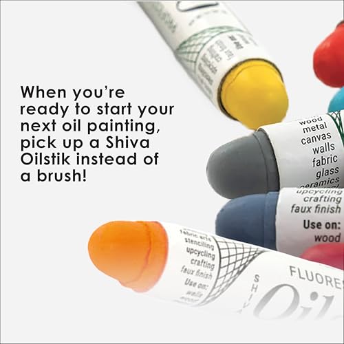 Jack Richeson & Co Shiva Artist Grade Oilstiks Set – 6 Neutral Landscape Colors (Antique White, Wedgewood Blue, Pewter Gray, Yellow Ochre, Celadon Green, Barn Red) – Professional Oil Paint Sticks for Canvas, Fabric, Wood & Mixed Media