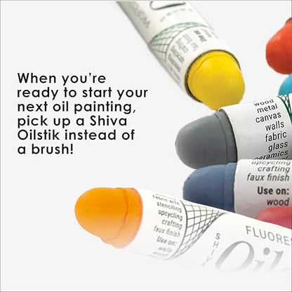 Jack Richeson & Co Shiva Artist Grade Oilstiks Set – 6 Neutral Landscape Colors (Antique White, Wedgewood Blue, Pewter Gray, Yellow Ochre, Celadon Green, Barn Red) – Professional Oil Paint Sticks for Canvas, Fabric, Wood & Mixed Media