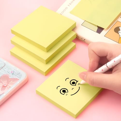 OSBOO Sticky Notes 3x3 with Bright Colors, 4 Pads 90 Sheets/Pad (Yellow) | Bright Yellow Self-Stick Notes Pads, 360 Sheets Total, Easy to Stick and Remove, Perfect for Office, School and Home - color: 4pads Yellow