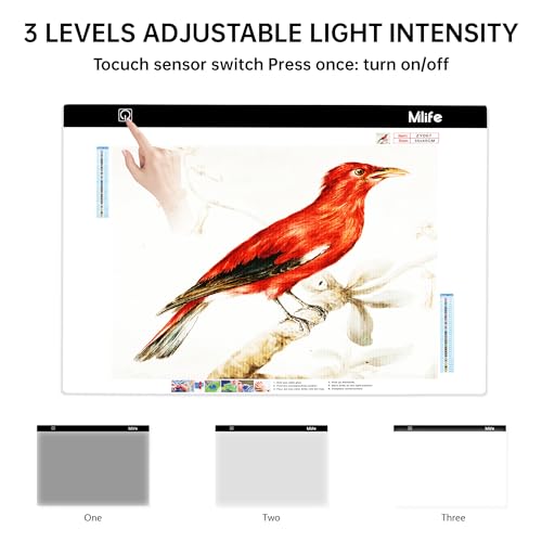 Mlife A3 Light Board Kits for Diamond Art Painting, Tracing Light Box, Light Up Tracing Pad, Diamond Art Painting Light Board for Drawing, Sketching, Animation with Foldable Stand & 4 Fasten Clips - style: A3 kits
