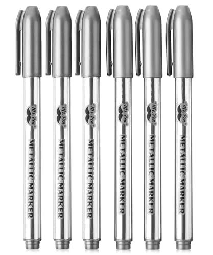 Mr. Pen- Metallic Paint Markers, 6 Pack, Silver Paint Marker | Silver Markers Permanent Metallic - color: Silver, size: 6 Pack
