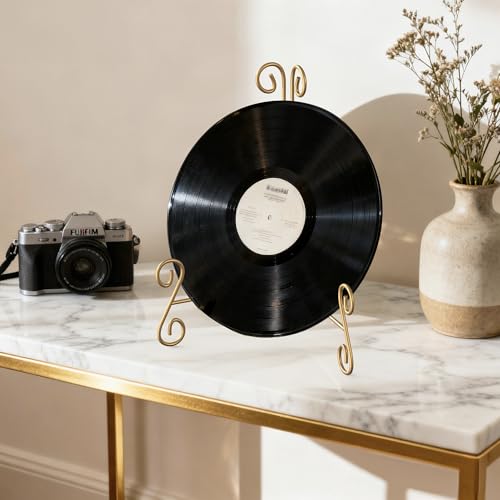 Gold Plate Stand, 6 Inch Decorative Holder for Displaying Platters, Heavy-Duty Metal Easel Stand for Picture, Photo Frame, Books and Round Objects