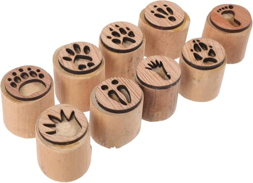 Wooden Animal Track Stamps 9 Paw Print Stamp Set for Nature Learning Crafts