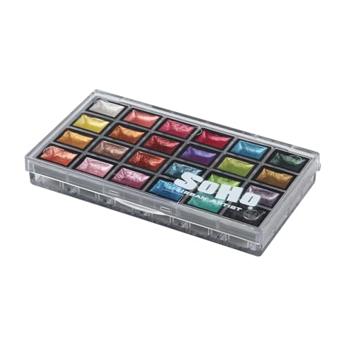 Soho Urban Artist Mini Pan Metallic Watercolor Set, 24 Colors