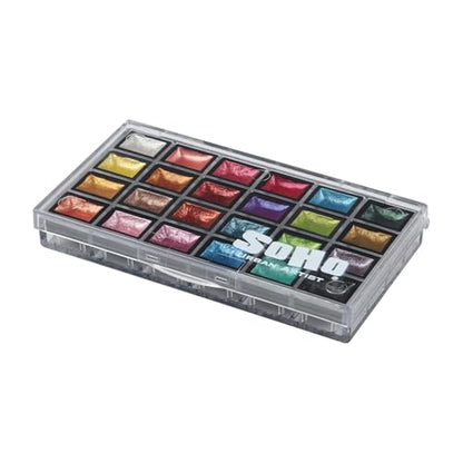 Soho Urban Artist Mini Pan Metallic Watercolor Set, 24 Colors