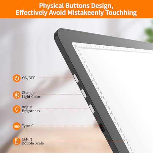 Elice Magnetic A3 Light Board for Diamond Painting, Ultra-Thin Tracing LED Light Box with Side Buttons, Super Bright Diamond Art Light Pad, Light Table for Drawing, Sketching, Weeding Vinyl - Black - color: Black, size: A3 without Carry Bag