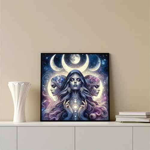 Xoaoes Moon Woman Diamond Art Kits for Adults, 5D Diamond Painting Kits | DIY Gem Painting, Crafts for Adults, Dimond Art Paintings Kit, Full Drill Diamond Dot for Home Wall Decor 14 X 14 Inch - color: CM032