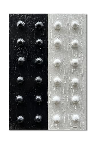 NANKAI Art Hand-Painted Black and White Abstract Art Oil Painting 36x24 inch Contemporary Minimalist Art Home Wall Decoration Painting - color: Nkhb174