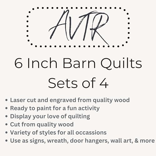 6" Barn Quilt Kit Set 4 | Starburst, Aesthetic Tri, Cottage Star, Swoon | Unfinished wooden quilt blocks for DIY farmhouse wall art, craft parties, quilting decor, family craft projects. - size: 6 inches (set of 4), style: Starburst, Aesthetic Triangles,