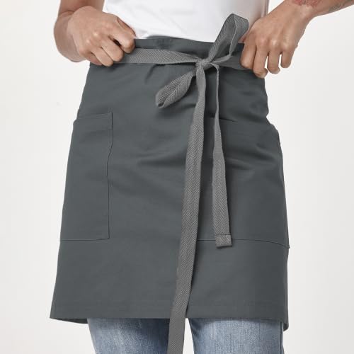 Waist Apron for Men Server Bistro Half 4251BY - color: Dark Grey, size: 1 Pack