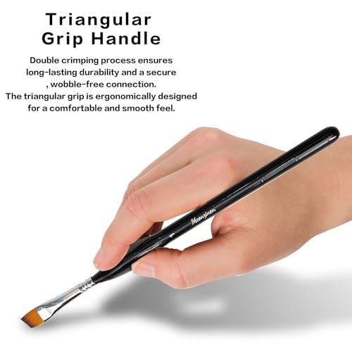10 Pcs Detail Paint Brush Set | Copper Tube, Double-Wire Binding, Birch Wood Triangular Grip for Oil, Watercolour, Acrylic & Digital Art - color: 10pcs Black Combo Set