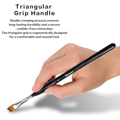 10 Pcs Detail Paint Brush Set | Copper Tube, Double-Wire Binding, Birch Wood Triangular Grip for Oil, Watercolour, Acrylic & Digital Art - color: 10pcs Black Combo Set