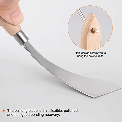 HARFINGTON 4pcs No.20 Palette Knives 32mm Width Stainless Steel Large Slant Spatula Painting Pallet Knife with Wood Handle for Oil Acrylic Canvas Mixing Spreading