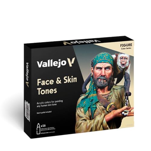 Vallejo - Face & Skin Tones Acrylic Paint Set | Model Color | Figure Color Series Historical Miniature Kit to Achieve Historical Accuracy with Artist-Grade Pigments | 16 Bottles x 18 ml (0.60 fl.oz.) - style: Face & Skin Tones