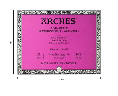 Arches Watercolor Paper Block, Hot Press, 8" x 10", 140 pound - size: 8"x10", style: Hot Press